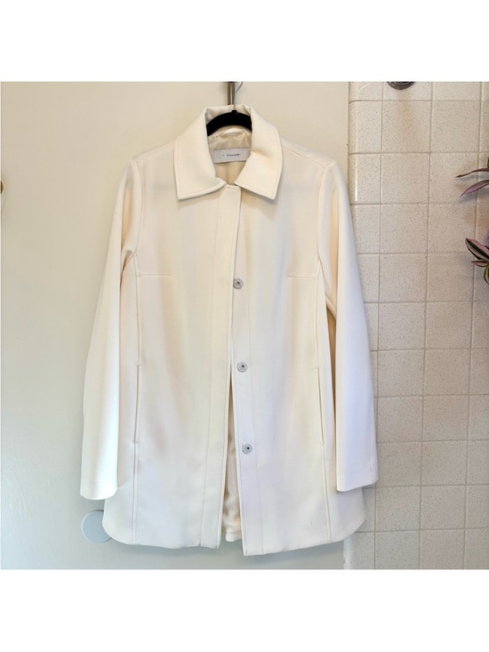 T Tahari Jackets & Blazers - Minimalist Scandi Coat Size Large A-Line Cream White Sophisticated Office Guest